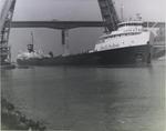 Cargo ship "John E.F. Misener" passing under Homer Bridge, St. Catharines
