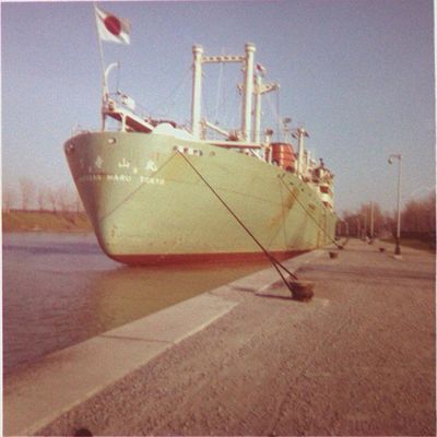 Japanese freighter &quot;Mogamisan Maru&quot; docked on the Welland Canal