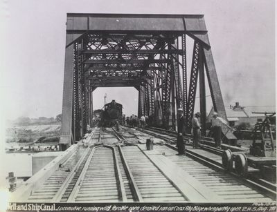 Locomotive on Con's Railway Bridge, Welland Ship Canal, St. Catharines