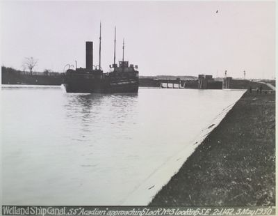 S.S. &quot;Acadian&quot; approaching Lock 3, Welland Ship Canal, Niagara-on-the-Lake