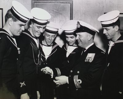 Lt. Commander Ratcliffe with group of cadets, St. Catharines