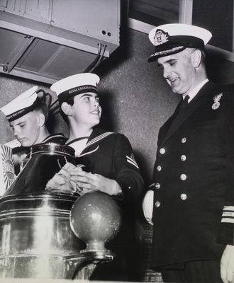 Commander R.T. Bennett, CO HMCS Star-Hamilton inspecting Royal Canadian Sea Cadets, St. Catharines