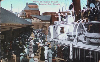 Postcard of the Arrival of the Niagara Boat at Toronto