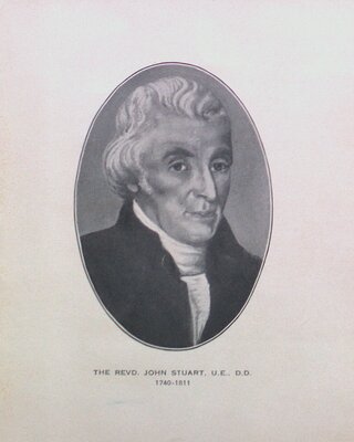 Christmas card with portrait of Rev. John Stuart