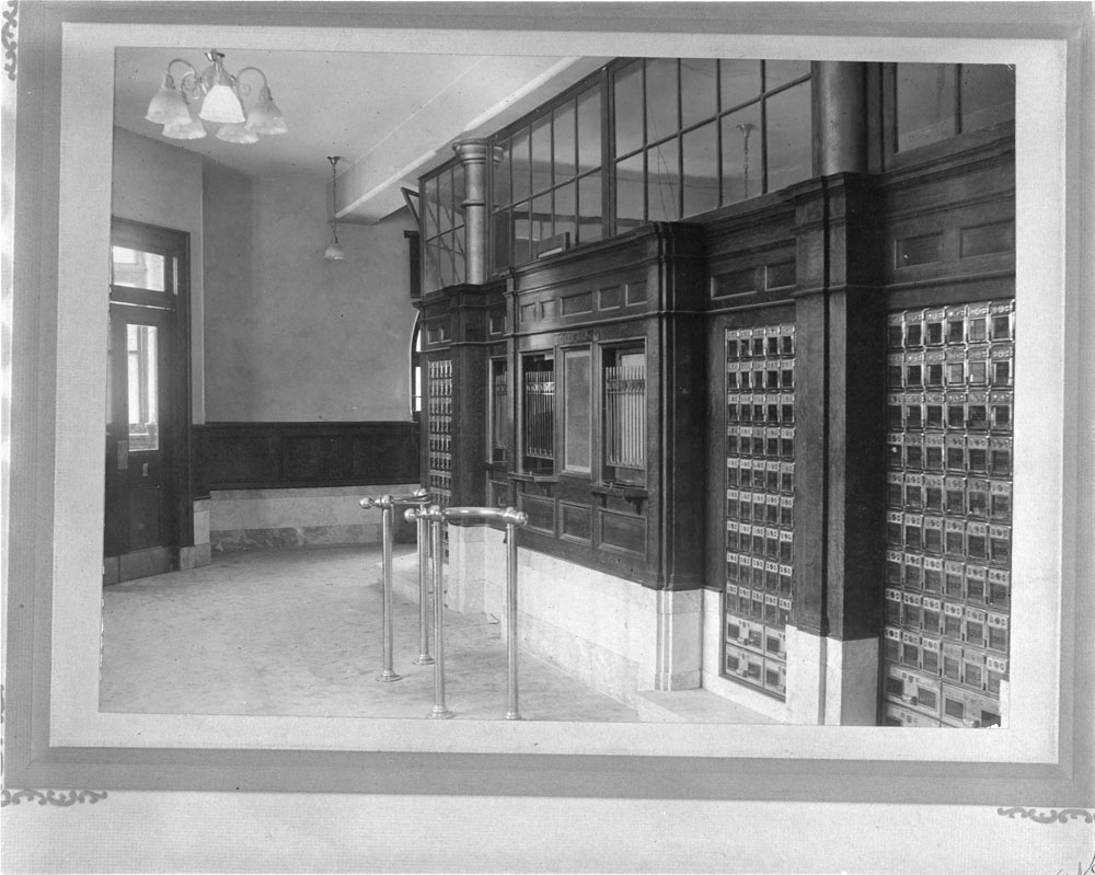 Post Office, interior, Smiths Falls, by J.J. Kerfoot, photographer