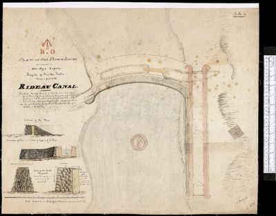 Plan of the Dam & Locks, Old Sly's Rapids, Smiths Falls, 1827