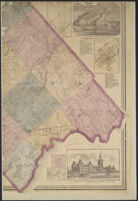 Map of the counties of Lanark and Renfrew, Canada West, from actual surveys under the direction of H.F. Walling. [Inset engraving of Frost & Wood Co.], 1863