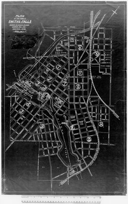 Plan of the Town of Smiths Falls shewing the Streets, Railroads, Highways and the Industrial Sites