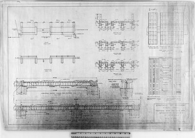 Rideau Canal. Proposed beam and slab deck improvements to dam no. 15 at Smiths Falls. Department of Transport, RC 6510. Rideau Canal Office, Ottawa, June 11, 1957.