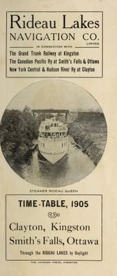 Rideau Lakes Navigation Co. timetable, Smith's Falls, 1905