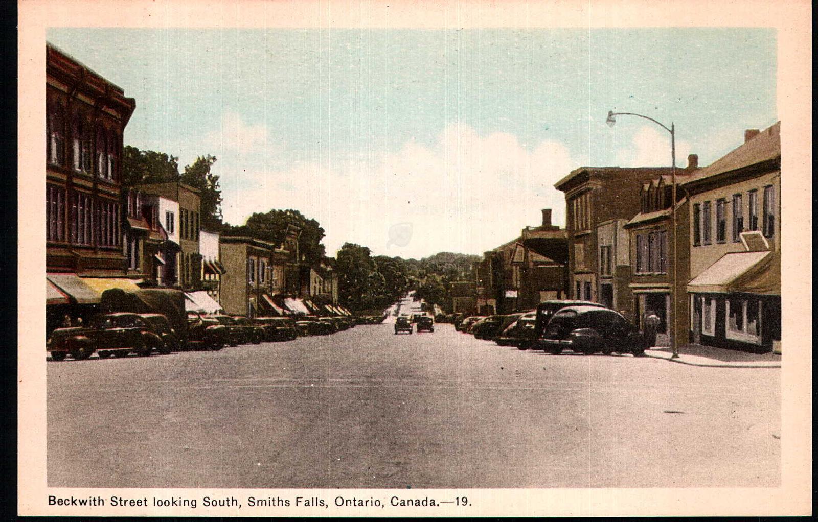 Beckwith Street looking south, Smiths Falls postcard