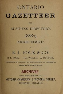 Ontario gazetteer and business directory 1888-89