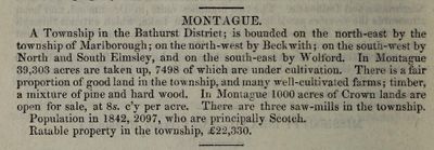 Montague description, Smith's Canadian gazetteer, 1846, exhibit record