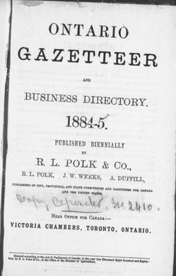 Ontario gazetteer and business directory, 1884-1885