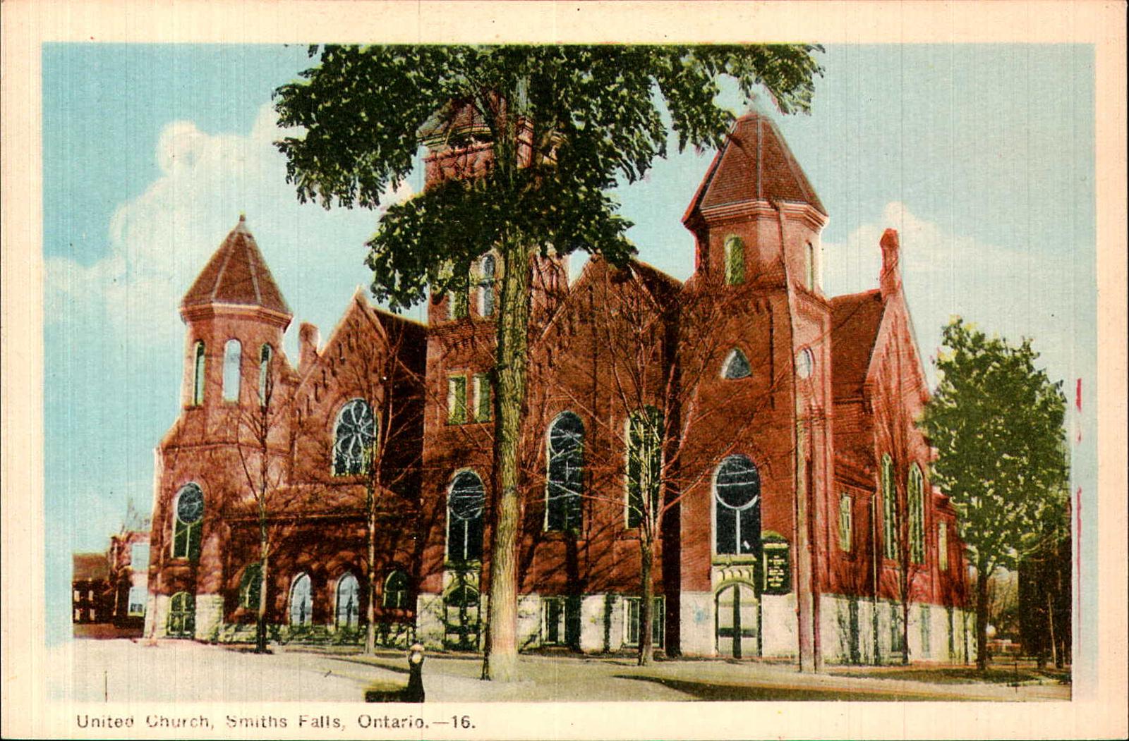 Trinity Methodist Church/United Church, Smiths Falls postcard