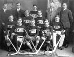 Studio photograph of Smiths Falls High School hockey team, ca. 1910