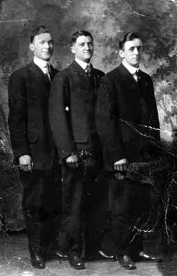 Studio photograph of James Francis Droughan and two unidentified men, Smiths Falls