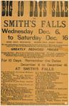 Big 10 Days Sale broadside, Smith's Falls Retail Merchants Association, ca.1910