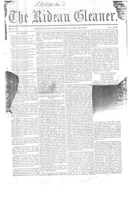 The Rideau Gleaner, 25 April 1860