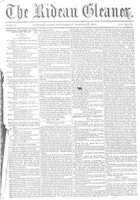 The Rideau Gleaner, 17 August 1860