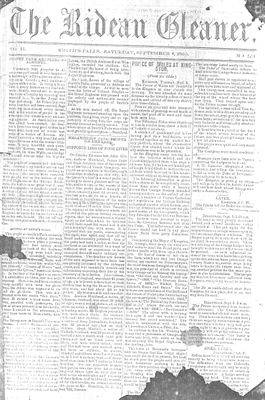 The Rideau Gleaner, 8 September 1860