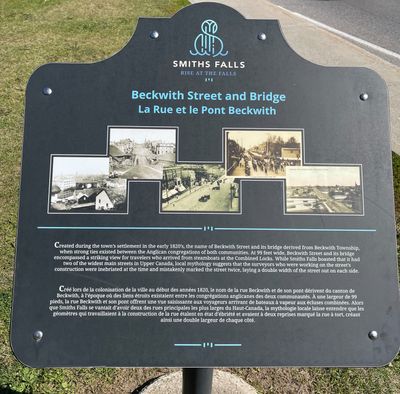 Beckwith Street and Bridge plaque, Smiths Falls