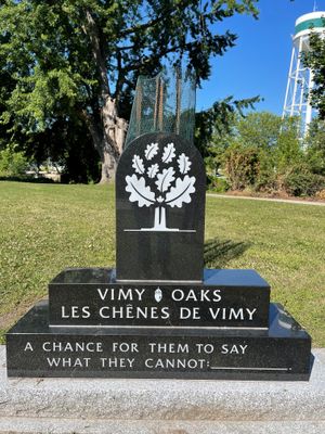 Vimy Oaks Memorial, Veterans' Memorial Park, 41 Canal Street, Smiths Falls