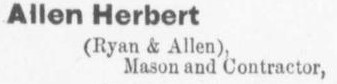 Herbert Clarence Allen business listing, Counties of Carleton, Lanark, Prescott, Russell and Ottawa Director 1884 directory, Smiths Falls (1856-1937)