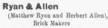 Ryan & Allen business listing, 1884 directory, Smiths Falls