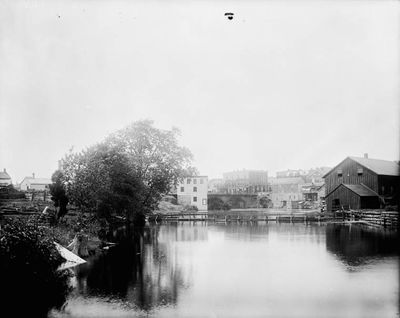 Mills along the Rideau River, Smiths Falls by William J. Topley (1845-1930) (upscaled image)