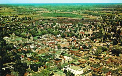 Bird's eye view postcard of Smiths Falls, ca. 1960