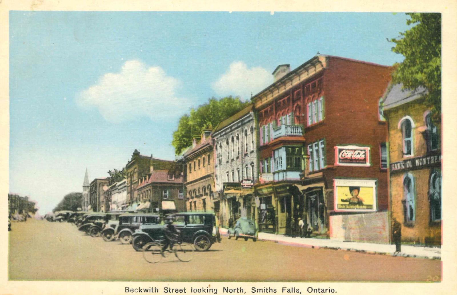 Beckwith Street looking North, Smiths Falls postcard, ca. 1930