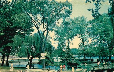 Beach, Smiths Falls postcard, ca. 1960