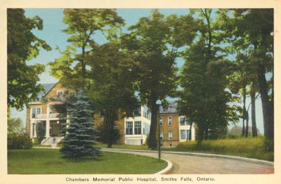 Chambers Memorial Hospital, Smiths Falls postcard, ca.1930