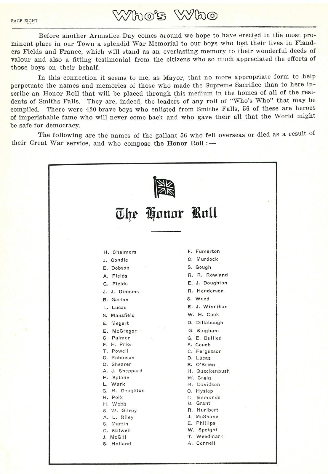 Who's Who in Smiths Falls 1924
