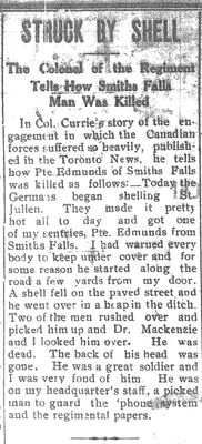 Charles L. Edmunds, Smiths Falls.  17 June 1915, <i>Rideau Record.</i>