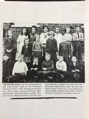 Gladys Patterson Brown, Numogate School class photograph, Montague Township, Ontario 1919-20