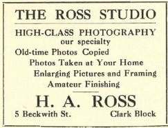 Hugh Ross ad, Smiths Falls Old Home Week: August 2nd - 8th 1925: souvenir programme, exhibit record