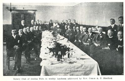 Rotary Club of Smiths Falls, interior of Hotel Rideau, Who's Who, Smiths Falls, 1924