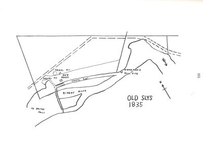 1835 Old Slys plan, A history of the Smiths Falls Lock Stations, 1827-1978 by Peter DeLottinville, Vol. II