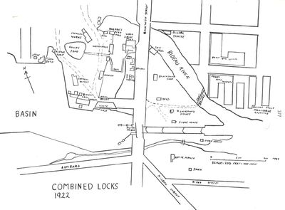 1922 Combined Locks plan, A history of the Smiths Falls Lock Stations, 1827-1978 by Peter DeLottinville, Vol. II