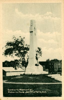 Soldiers Memorial Park, Smiths Falls postcard