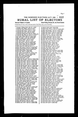 Smiths Falls voters lists from Federal General Elections, 1949