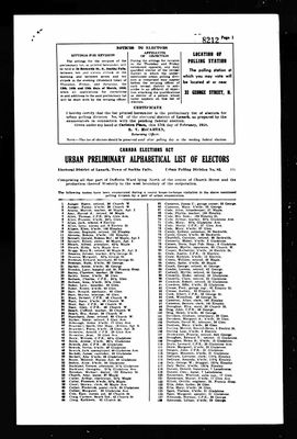 Smiths Falls voters lists from Federal General Elections, 1958