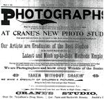 Crane Studio advertisement, Rideau Record, Smiths Falls, 11 March 1897