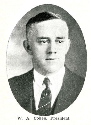 W.A. Cohen, President, Canada Clothing Company Ltd., Who's Who, Smiths Falls, 1924