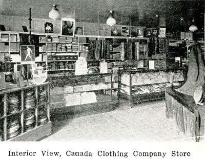 Canada Clothing Company Ltd. interior, Who's Who, Smiths Falls, 1924