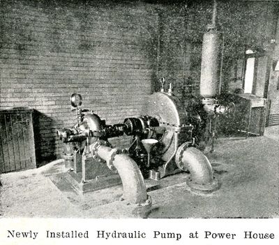 Hydraulic pump, Waterworks Power House, Who's Who, Smiths Falls, 1924