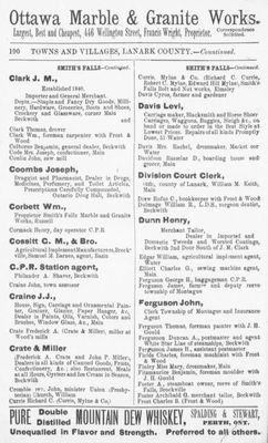 Smiths Falls business listing, Counties of Carleton, Lanark, Prescott, Russell and Ottawa directory: 1884