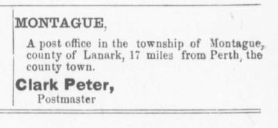 Montague description, Counties of Carleton, Lanark, Prescott, Russell and Ottawa directory: 1884